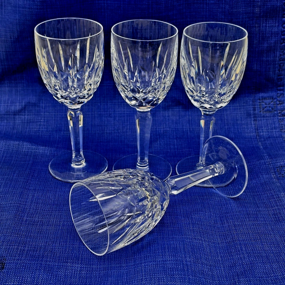 Set of 4 Waterford Crystal Kildare Claret Wine Glasses 6.5" Signed Ireland VTG